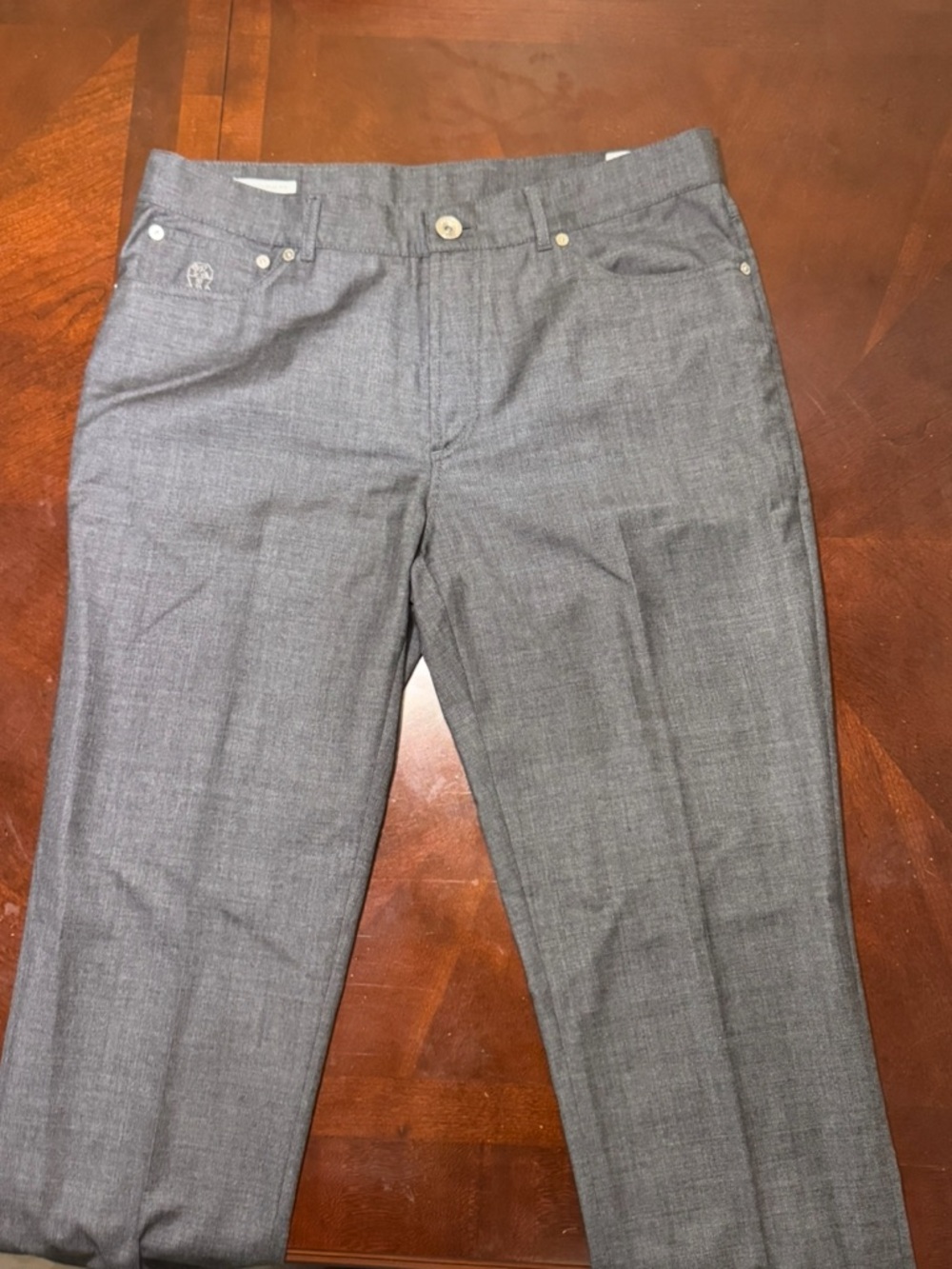 Brunello Cucinelli Charcoal Gray Dress Trousers
